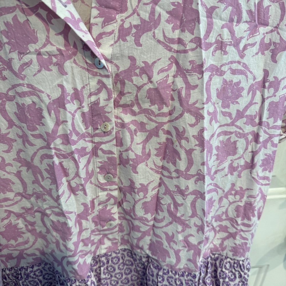 Ros Garden Pauline Lilac Morgana Dress Short Sleeve Button Front - Picture 4 of 6